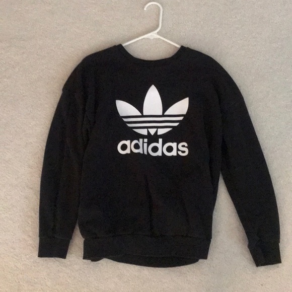 adidas Tops - ORIGINAL ADIDAS BLACK WHITE LOGO CREWNECK SWEATER